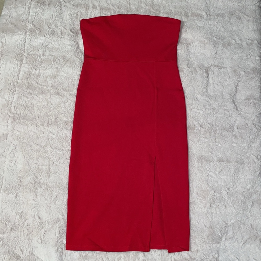 Red Bodycon Strapless Dress